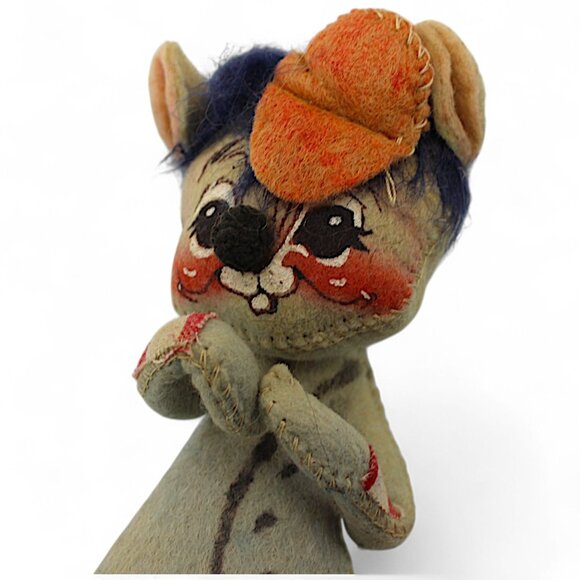 1969 Annalee Mobilitee Mouse Doll – Gray Felt with Orange Hat USA - Picture 5 of 6